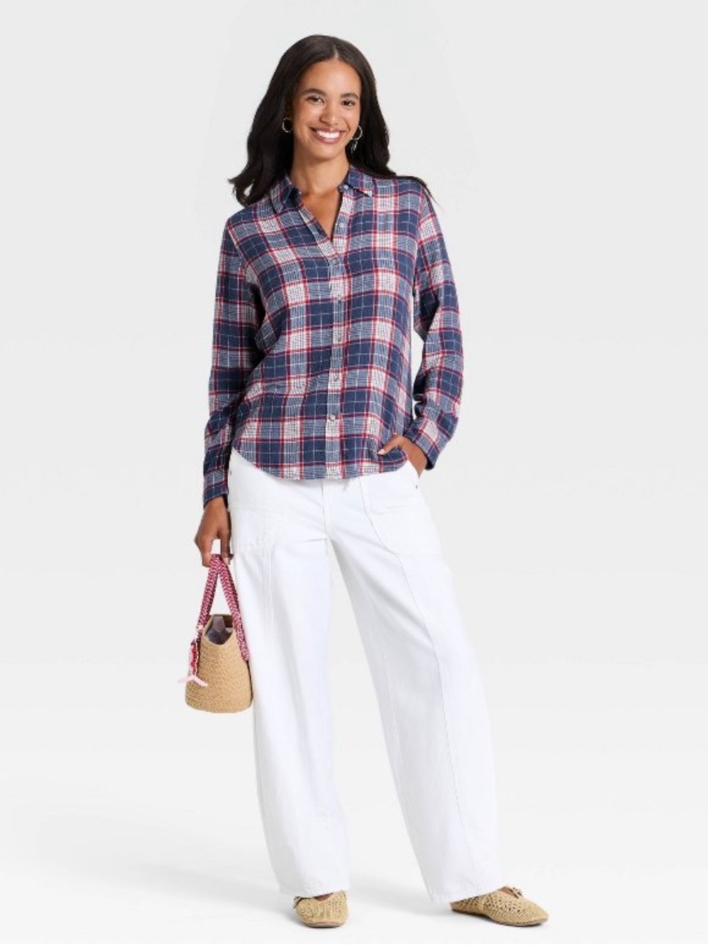 💙Universal Thread Blue Plaid Button Down❤️